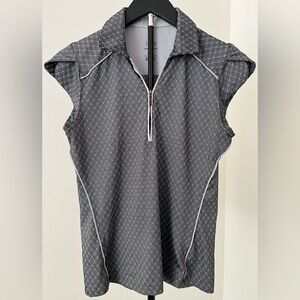 ⛳✨ Lopez Desert Dry Women’s Golf Top – Cap Sleeves, Gray Diamond Print (SZ S) ⛳